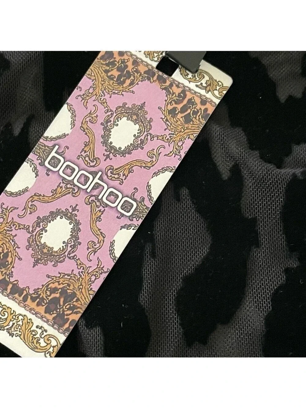 NWT Boohoo Leopard Flocked High Neck Bodysuit Size 6